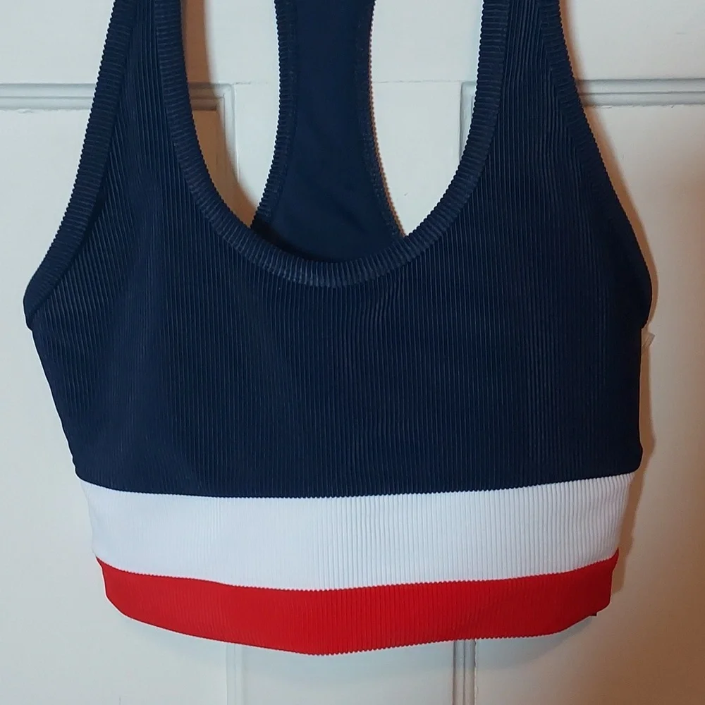 Beach Riot Marianne Sports Bra Red White Blue XS